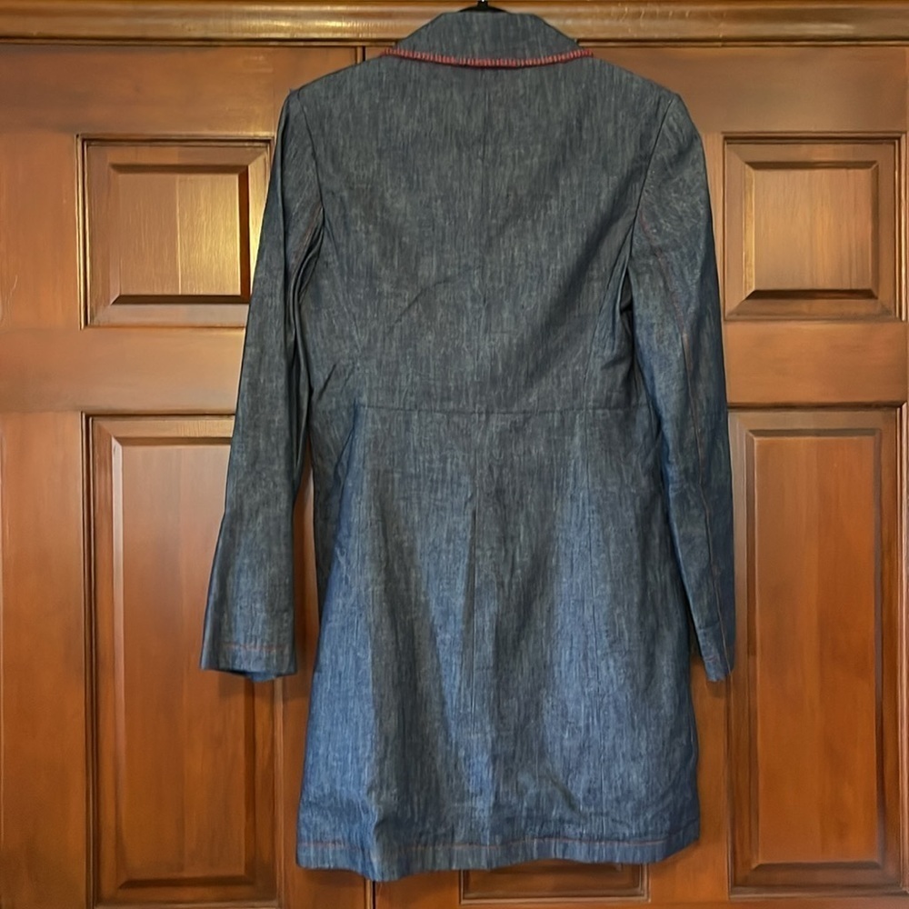 VINTAGE Y2K 1990s STEVIE  BY SEARLE DENIM LONG LACKET SIZE 4 - Picture 6 of 6